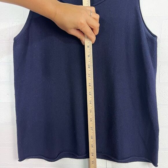 Eileen Fisher Womens Top size Petite Medium Navy Blue Silk Cashere blend - Picture 4 of 10